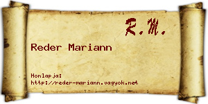 Reder Mariann névjegykártya